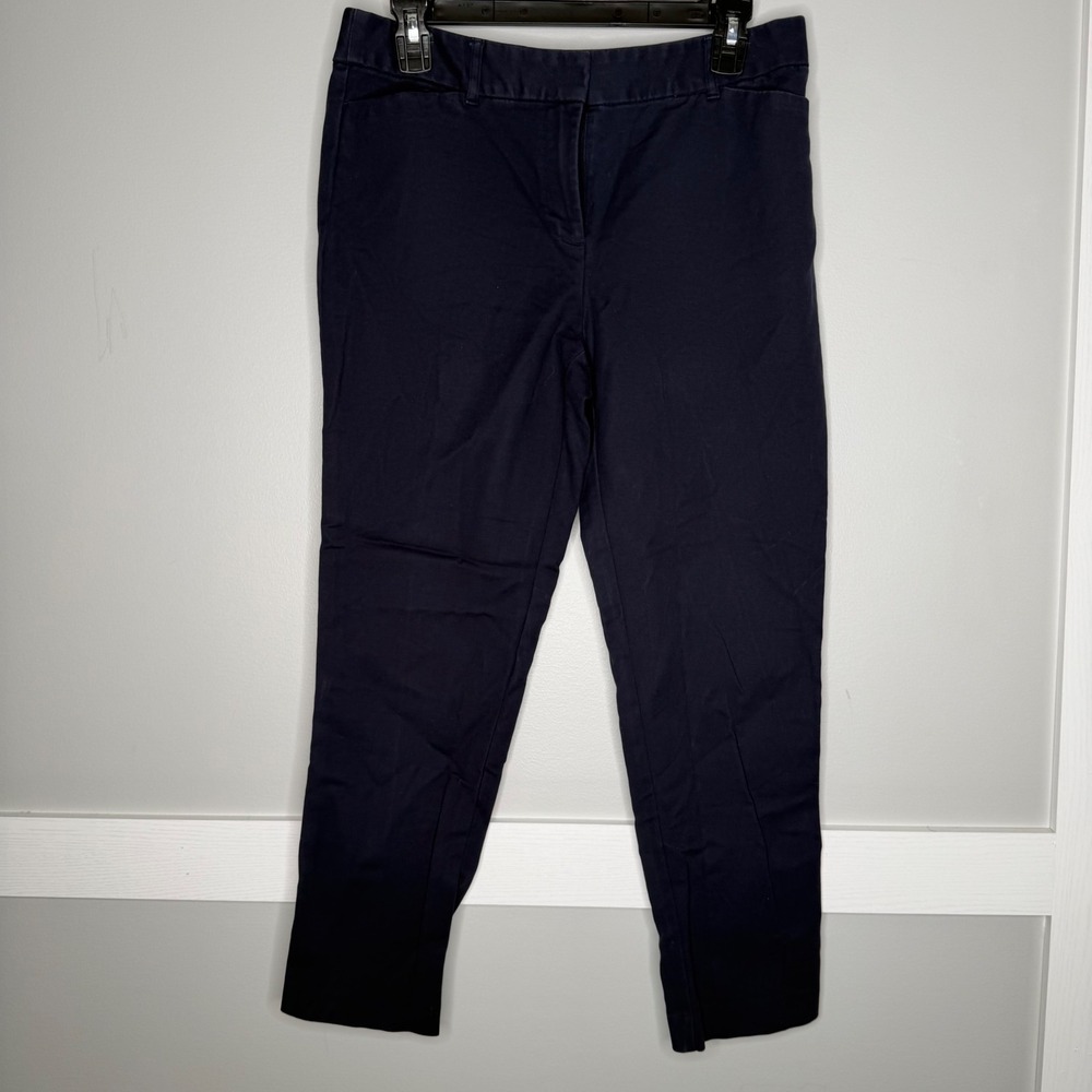 Liz Claiborne Emma Classic Pants Women Size 4 Navy Blue Career Stretch Ankle